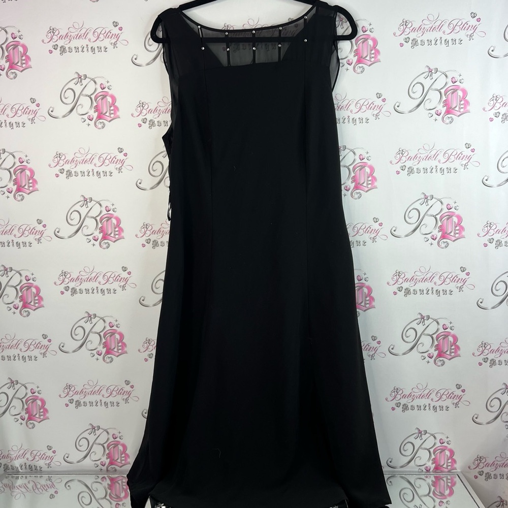 Cleocleo petite dress rhinestone bling cowl neck swoop Black Dress silver detail